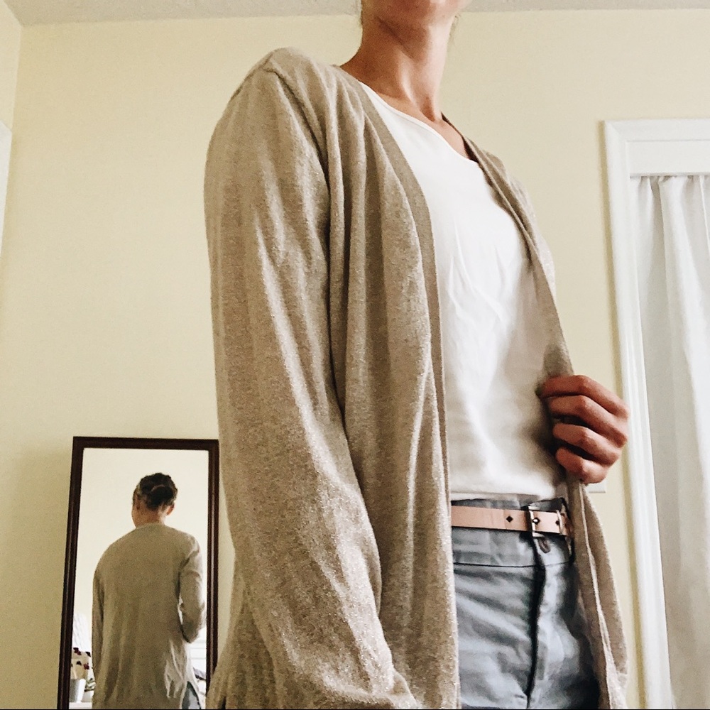 Cream sparkly long and light cardigan